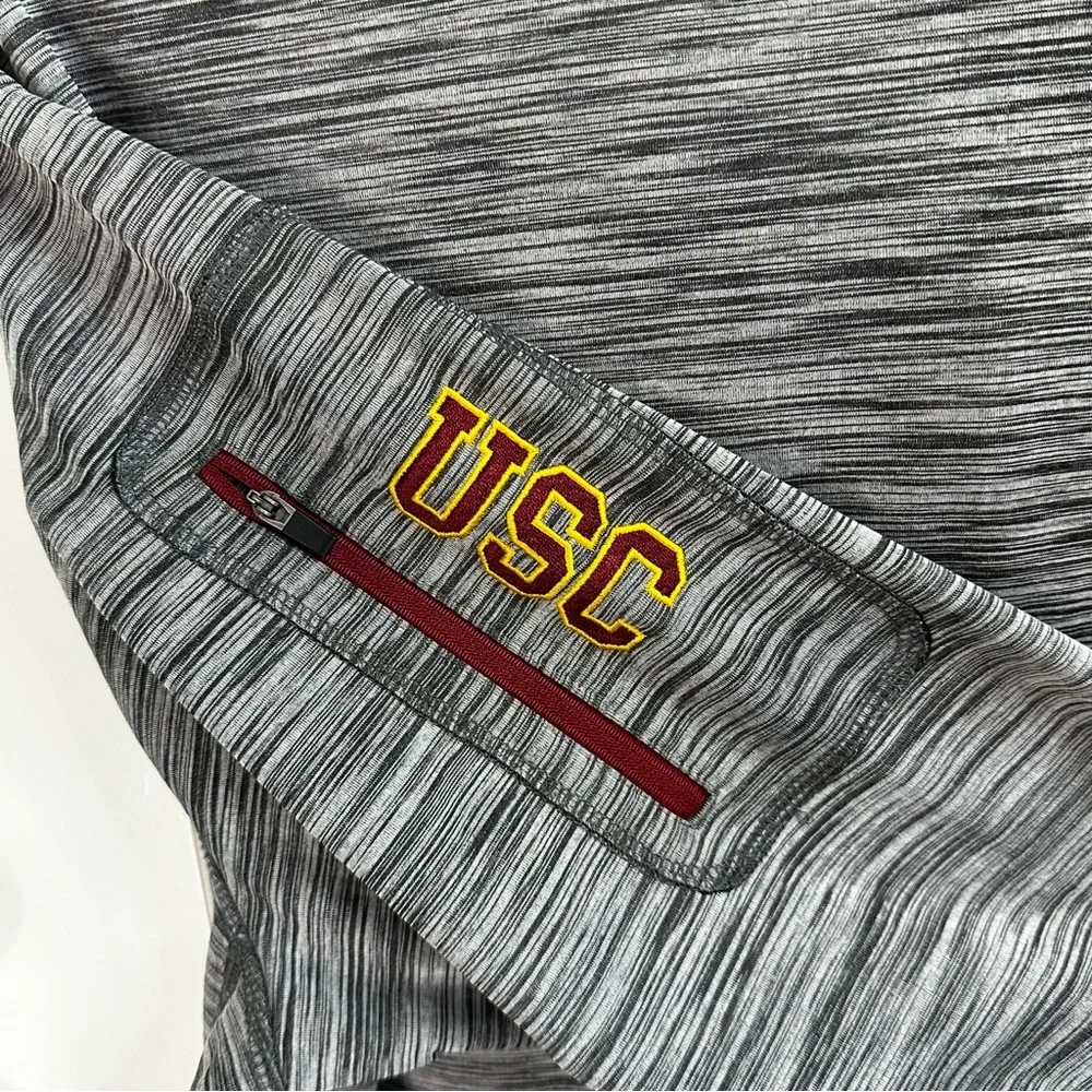 New USC Gray Quarter-Zip Pullover W/Trojan Logo Size XL But Fits Like A Large